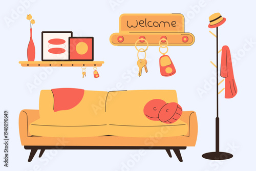 Welcome Home Concept with Cozy Living Room Design