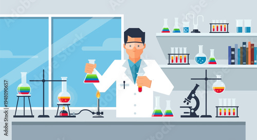 Scientist Conducting Laboratory Research Experiment.
