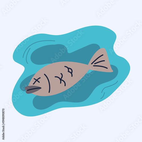 Dead Fish Floating in Polluted Water Environment