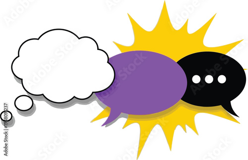 Colorful communication bubbles showing ideas and dialogue