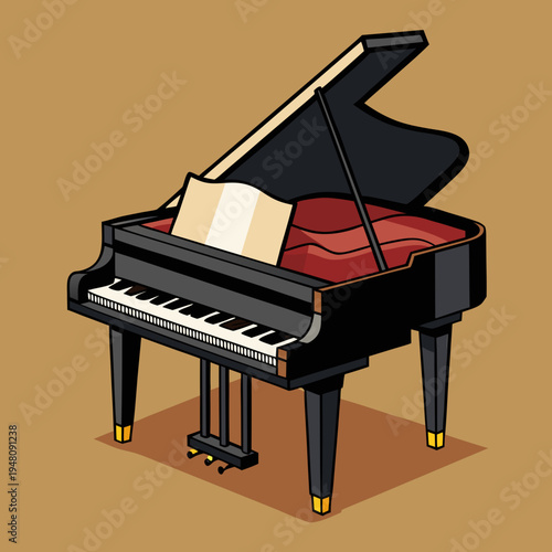 A Black Grand Piano with Music Sheet