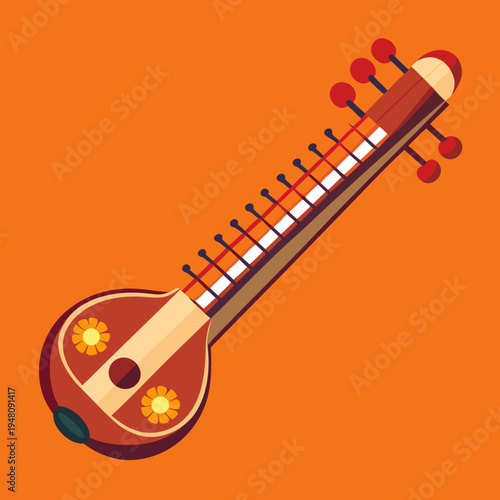 A Traditional Indian Sitar Musical Instrument