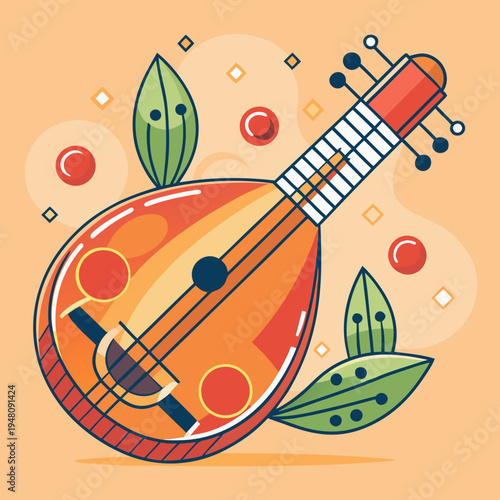 A traditional lute musical instrument illustration