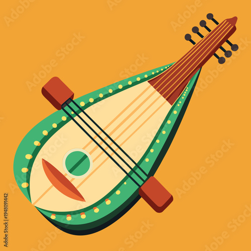A traditional Qanun musical instrument illustration