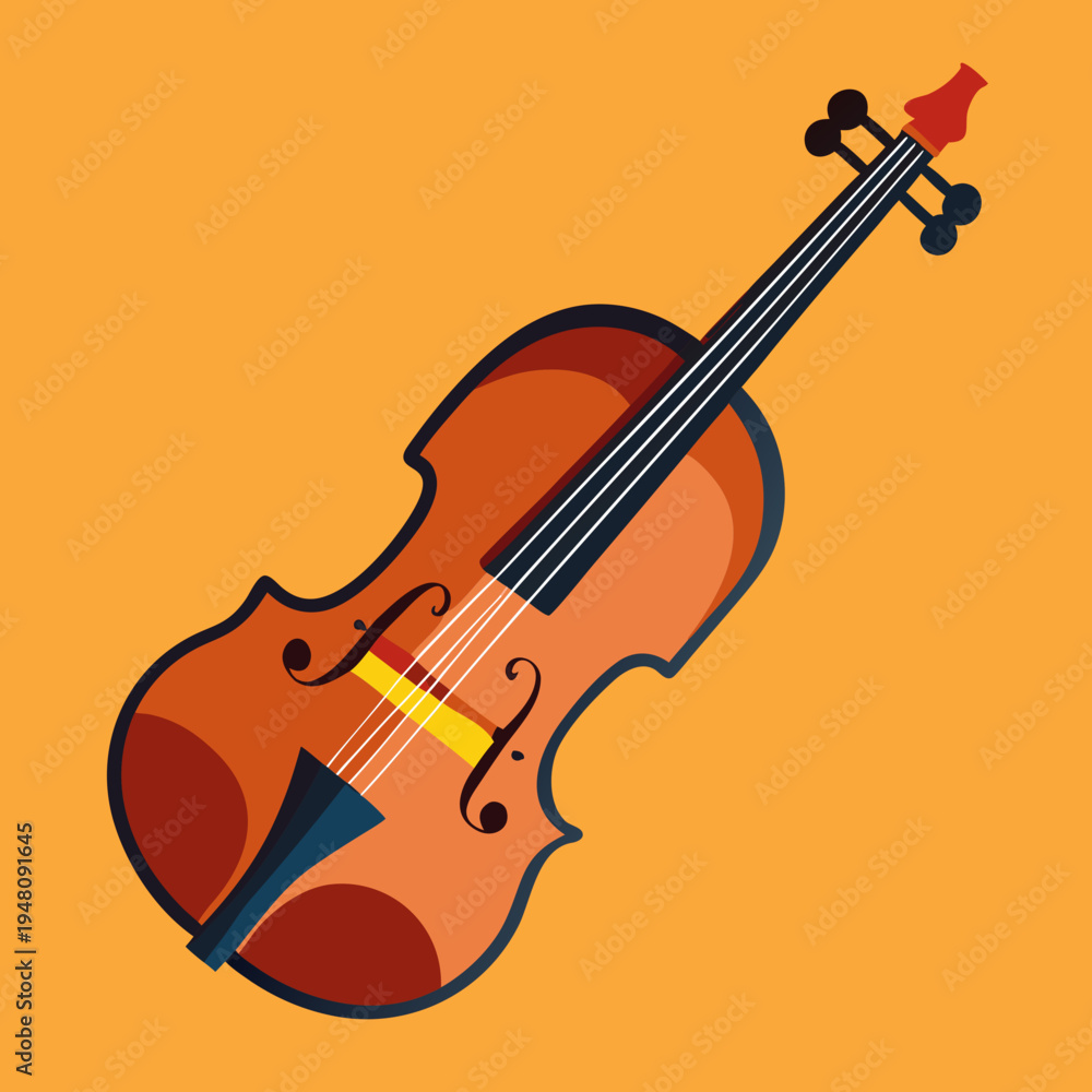 Fototapeta premium Acoustic violin instrument with strings and bow
