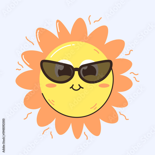 Cute Happy Sun Wearing Sunglasses Cartoon
