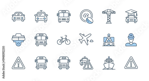 Transportation and construction vector icons