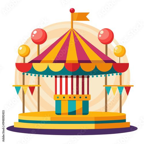 Colorful Carousel Amusement Ride