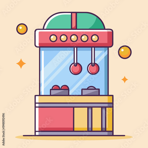 Colorful Claw Crane Game Machine Illustration