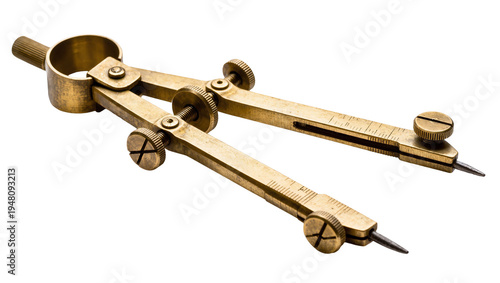 Tableau sur toile Isolated elegant antique brass proportional divider, vintage precision measuring