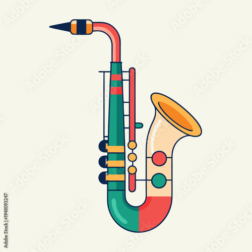 Colorful Vector Illustration of a Bass Clarinet