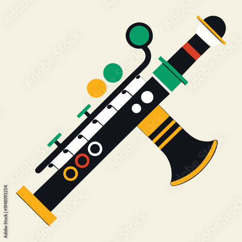 Colorful Vector Illustration of a Clarinet