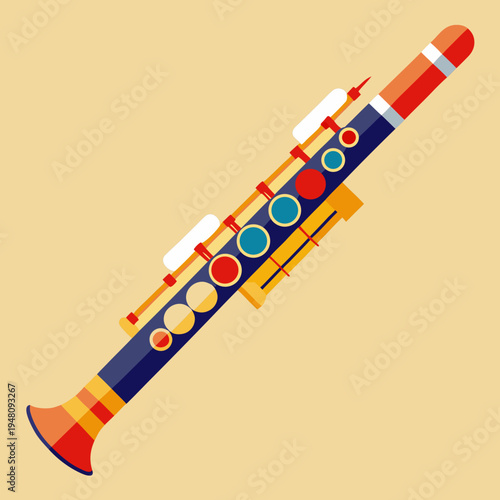Colorful Vector Illustration of an Oboe Instrument