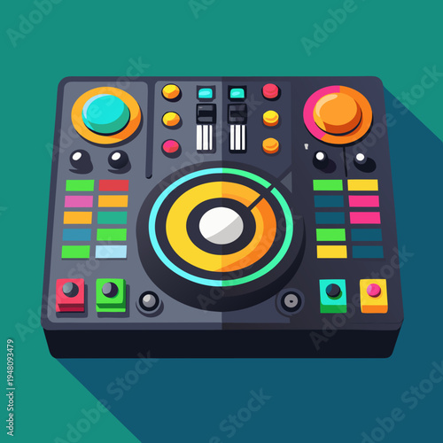 DJ Controller Unit With Turntable And Buttons