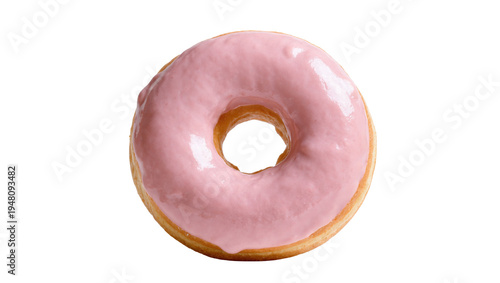 Canvastavla Isolated glazed donut with sweet pink frosting, delicious pastry snack for break