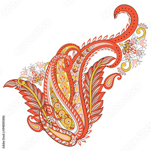 Paisley vector isolated pattern. Damask style Vintage illustration