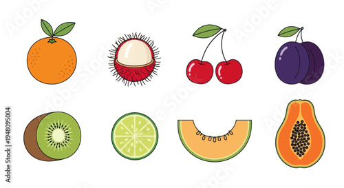Various colorful fruit illustrations