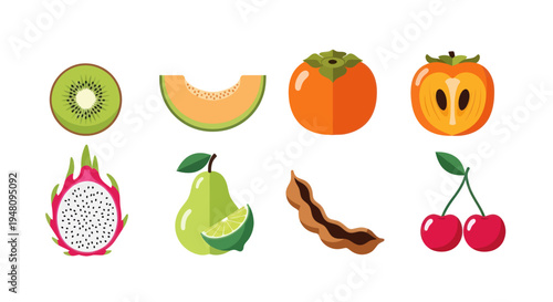 Various colorful fruit slices isolated