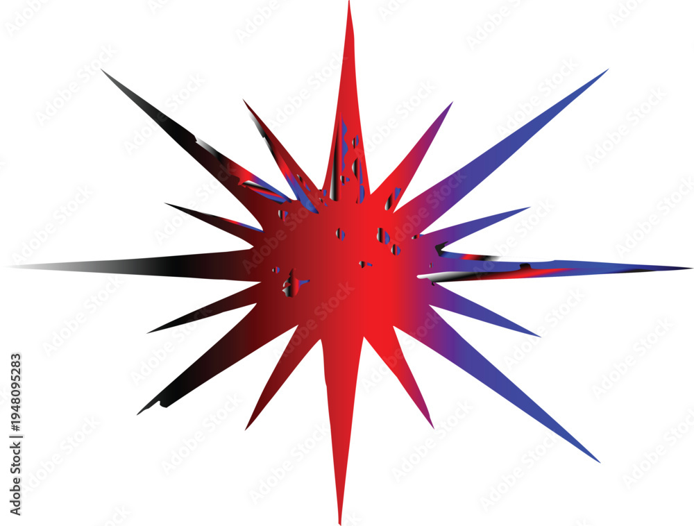 Fototapeta premium A vibrant abstract starburst graphic featuring gradients of red blue and black
