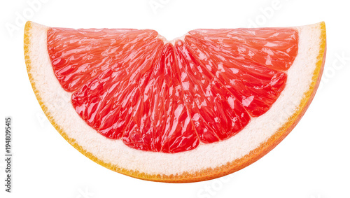 Konstfotografi Isolated fresh and juicy vibrant pink grapefruit slice