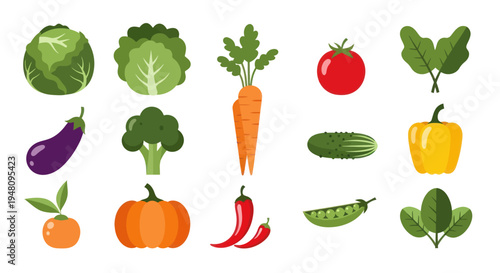 Vegetable assortment graphic illustration