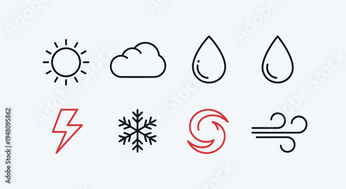 Weather icons sun cloud rain storm