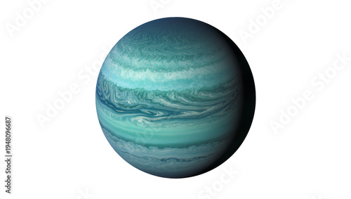 Foto Isolated gas giant exoplanet with vibrant blue and turquoise swirling atmospheric bands