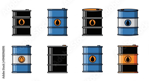 Oil Drums - A Collection of Colorful Industrial Containers.