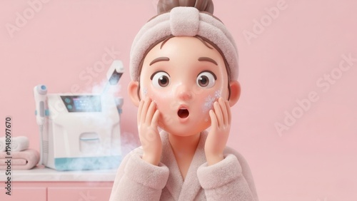 Rejuvenating cryo facial treatment spa setting digital illustration relaxing environment close-up view wellness concept