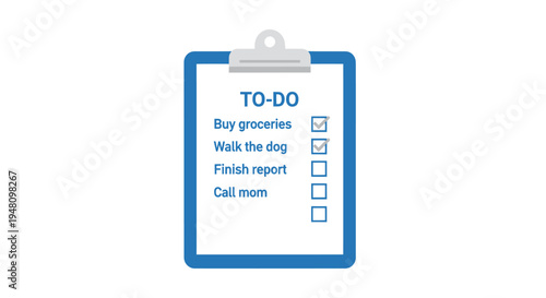 Blue Clipboard with To-Do List and Checkboxes.