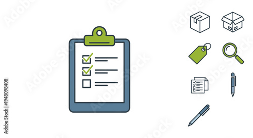 Colored line art icon of a blue clipboard with a checklist showing completed tasks.