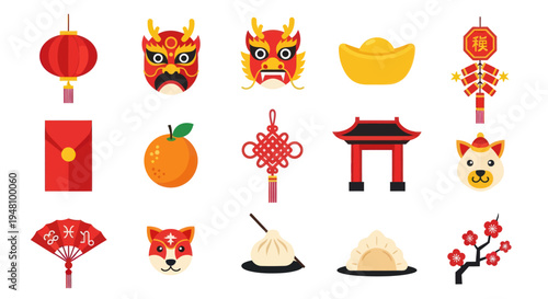 Asian culture icons and symbols