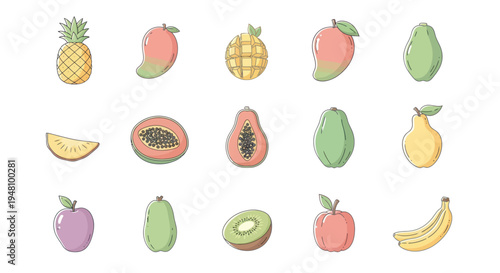 Assorted colorful fruits illustration