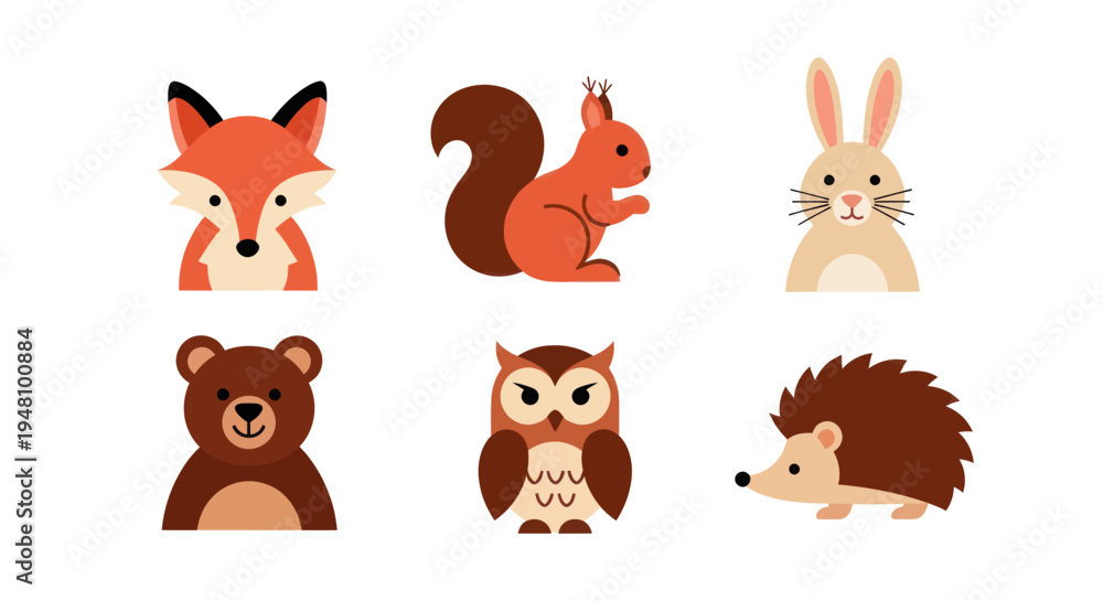 Fototapeta premium Cartoon forest animals illustration