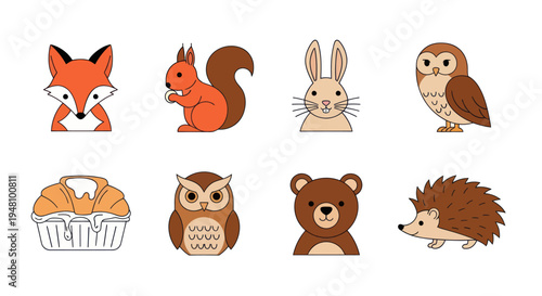 Cartoon forest animals collection