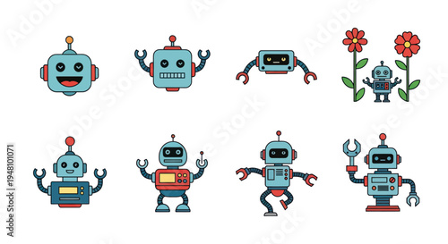 Wallpaper Mural Cartoon robots collection isolated on white Torontodigital.ca