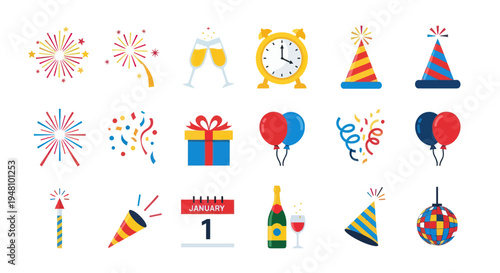 Celebration elements party icons and symbols