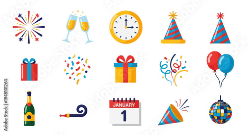 Celebration elements party icons set