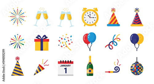 Celebration elements party icons set