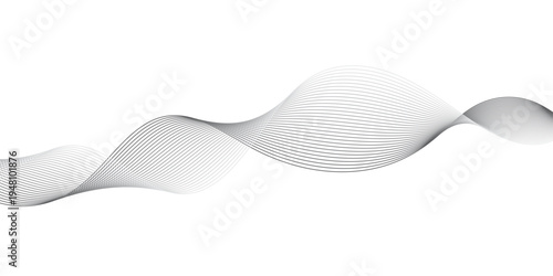 Minimal Abstract Black and White Flowing Parallel Wave Lines Forming Rhythmic Sine Curves on Transparent Background, Inspired by Sound Frequency and Data Flow.