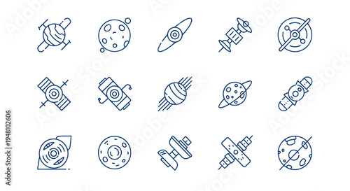 Cosmic illustrations space objects on white