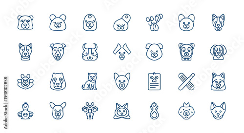 Dog icons collection of illustrated canines