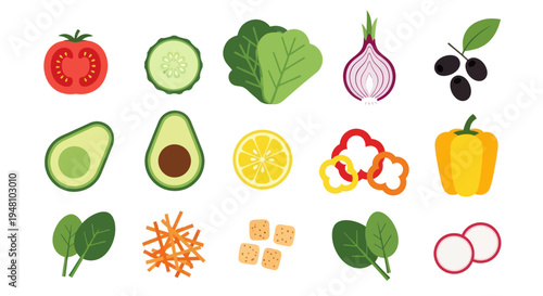 Fresh healthy food ingredients isolated