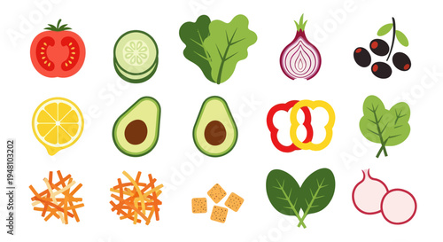 Fresh vegetables and salad ingredients
