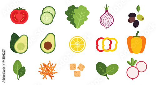 Fresh vegetables and salad ingredients