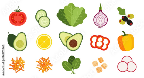 Fresh vegetables isolated on white background