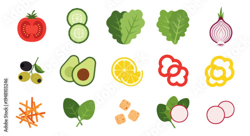 Fresh vegetables isolated on white background