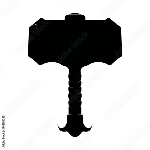 Thor's legendary hammer Mjolnir silhouette icon.
