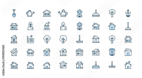 Garden and home icon set