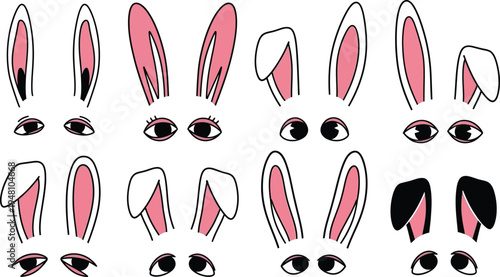 Ester vector illustration of cartoon bunny ears and eyes